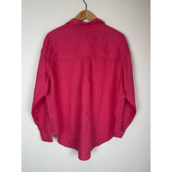 J.Crew Étienne Oversized Linen Shirt Baird McNutt Irish Linen Pink Sz Small - Picture 4 of 7